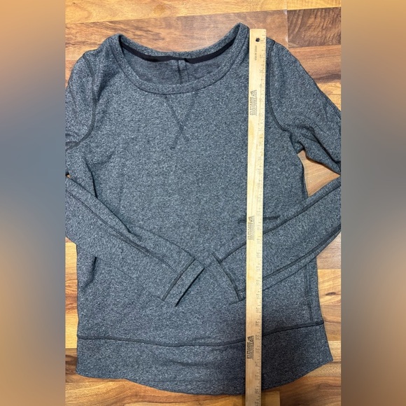 Lululemon Exhalation Pullover II Heathered Speckled Black Sweatshirt Size 6 - Picture 5 of 9